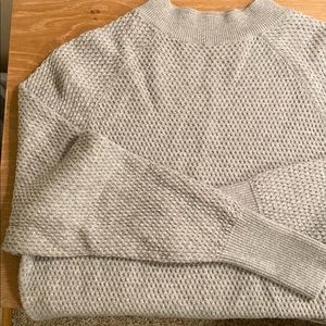 Prologue Mock Neck Gray Waffle Knit Sweater